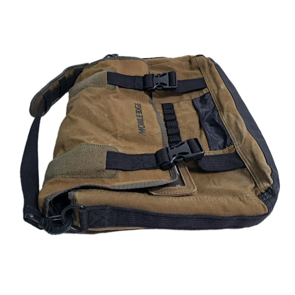 Mobile Edge Canvas Laptop Messenger Briefcase Crossbody Bag Brown School Carry